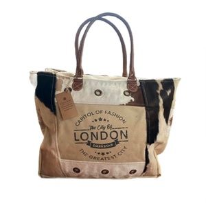NWT - Clea Ray Capitol of Fashion Animal Print London Canvas Large Tote